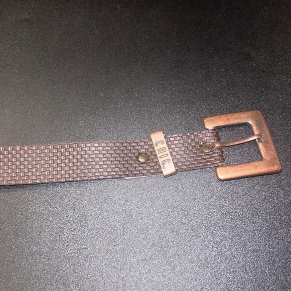 Chic Brown Textured Faux Leather Adjustable Belt Women's Size 8 - Picture 5 of 9